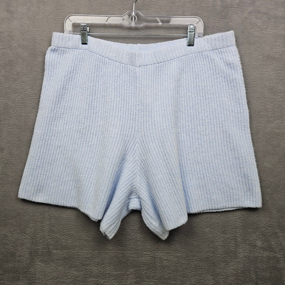 Aerie Unreal Sweater Ribbed Knit Lounge Shorts Light Blue XL Comfy Chic